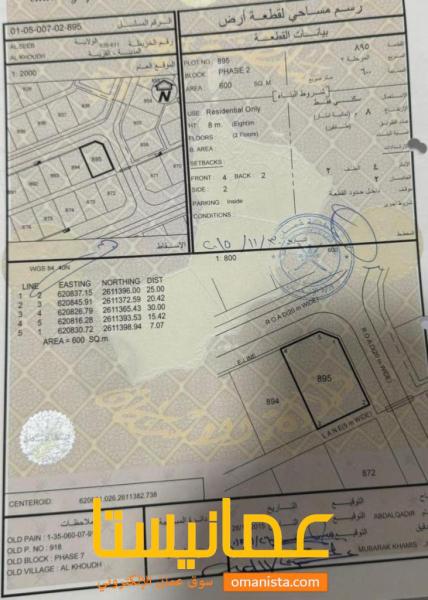ارض للبيع في الخوض السابعه كورنر
