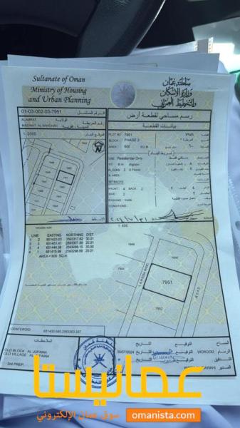 ارض سكنية مميزة في العامرات مدينة النهضة الجفينة رقم القطعة