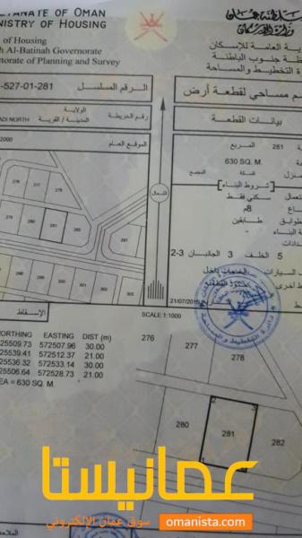 ثلاث اراضي شبك مميزة في بركاء السوادي شمال رقم القطعة 280-28