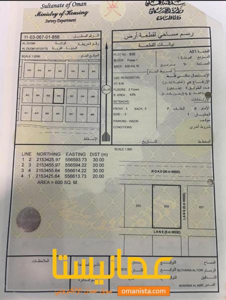 ارض للبيع الدقم مرتفعات الدقم