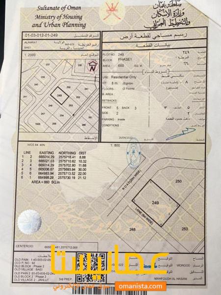 للبيع أرضان ليست شبك سكنية ممتازة في العامرات بعي 2 والأرضين زاو