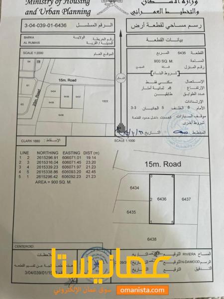 ارض سكنية مميزة في بركاء الرميس حلبان رقم القطعة 6436