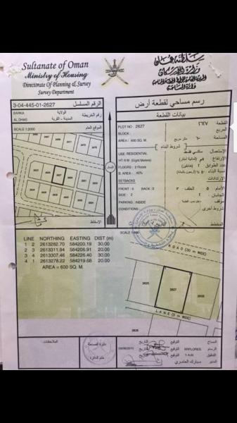 ارض سكنيه مخطط الدهس جنوب بركاء مطلوب ٧٣٠٠