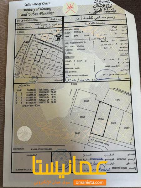 ارض سكنية مميزة في المعبيلة الشمالية رقم القطعة 2659