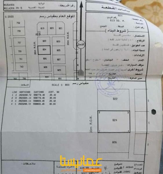 للبيع ارض سكنية في الملدة/ المصنعة