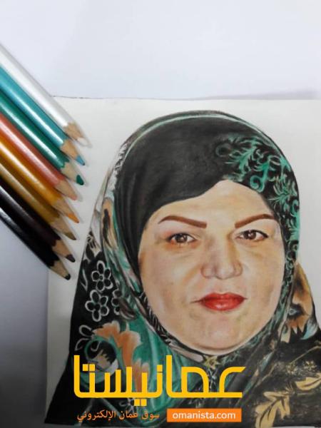 رسم الوجه. الرسم قلم أسود. قلم رصاص ملون.