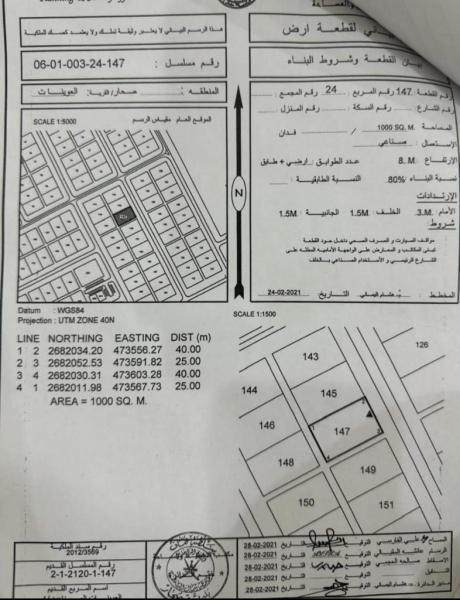 أرخص أرض صناعيه في صحار