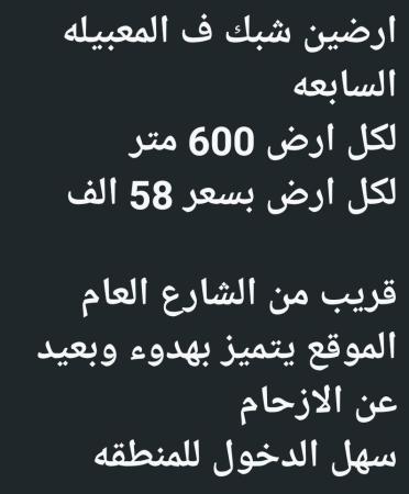 ارضين شبك في المعبيله السابعه للبيع