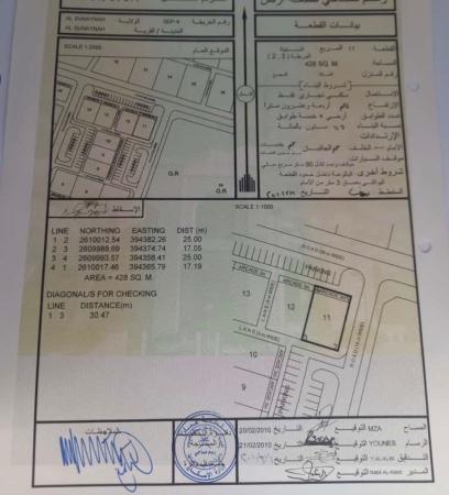 ارض سكني تجاري مساحتها 428متر البريمي السنينه
