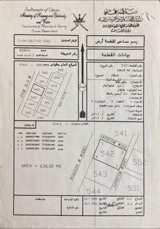 للبيع ارض سكنية ممتازة في بركاء السوادي الجنوب زاوية .