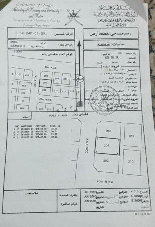 للبيع ارض سكنية ممتازة في بركاء العقدة 3 الجنوب وسطية