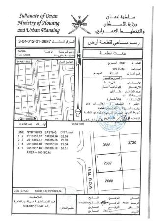للبيع ارض سكنية ممتازة في بركاء حي عاصم جنوب سفاري وسطية