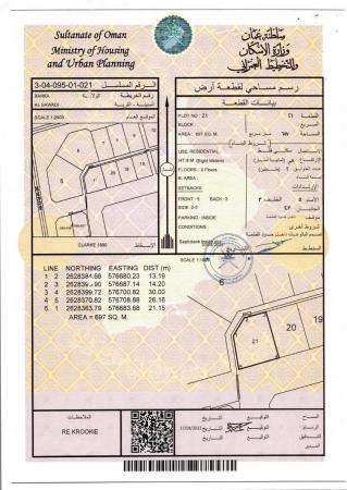 للبيع ارض سكنية ممتازة في بركاء السوادي الساحل كونر