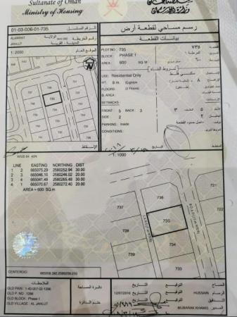 ارض سكنية مميزة في العامرات جحلوت الأولى رقم القطعة 735