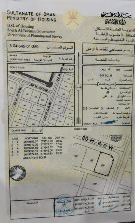 للبيع ارض سكنية ممتازة في بركاء القريحة الاولى الجديده كونر