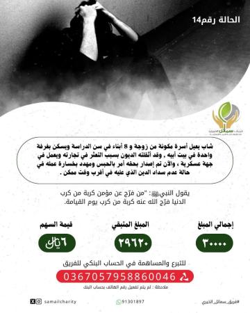 شاب يعيل أسرة من زوجة و8 أبناء تراكمت عليه الديون