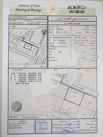 للبيع ارض سكنية تجارية ممتازة في السيب المعبيلة الجنوبية
