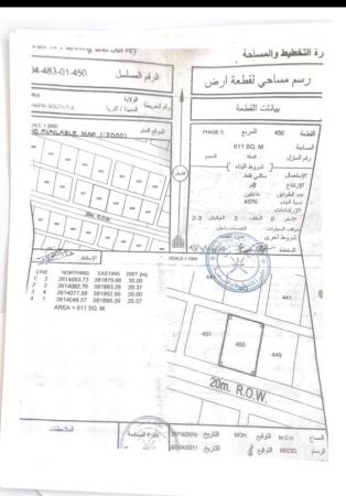 للبيع ارض سكنية ممتازة بموقع ممتاز في بركاء الحفري الخامسة ج