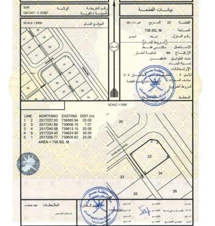 للبيع ارض سكنية ممتازة في صور قلهات المرحلة الخامسة كونر