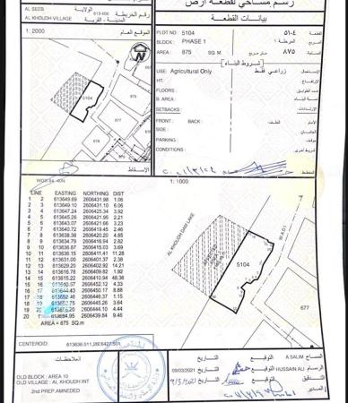 للبيع ارض زراعية ممتازة في السيب الخوض القديمة مقابل الوادي