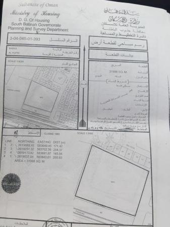 للبيع ارض سكنية ممتازة في بركاء الحفر رقم القطعة 393 .