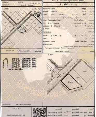 للبيع ارض سكنية ممتازة في مرتفعات العامرات الثانية زاوية