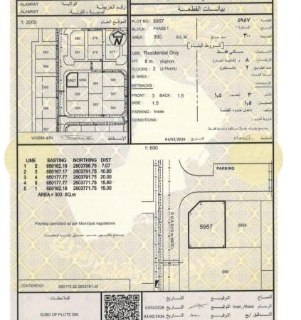 للبيع ارض سكنية ممتازة في مرتفعات العامرات الثامنة كونر