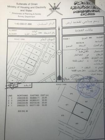 للبيع ارض سكنية ممتازة في بركاء الحاجر الاولى وسطية