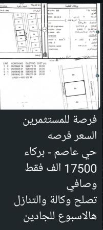 فررررصه ارض للبيع في حي عاصم ولاية بركاء