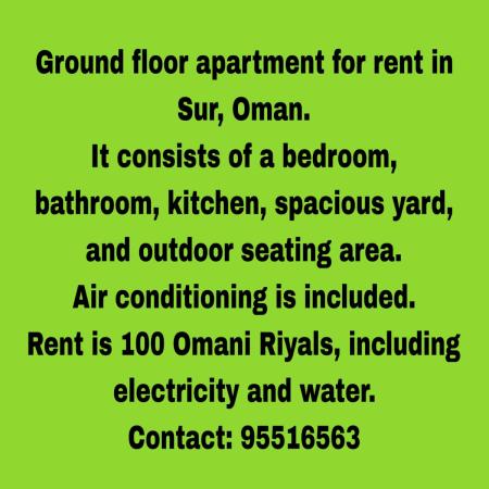 شقه للايجار ف ولايه صور البر