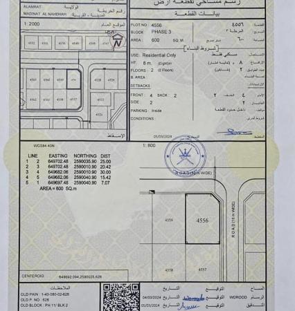 للبيع ارض سكنية ممتازة في العامرات مدينة النهضة المرحلة الثا