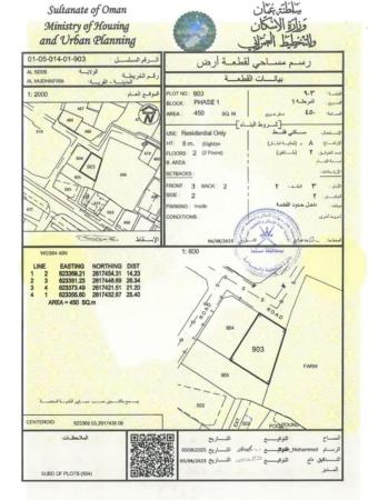 للبيع ارض سكنية ممتازة في السيب المظيفيرة وسطية
