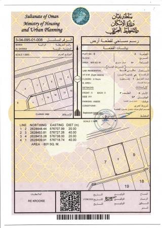 للبيع ارض سكنيه في بركاء السوادي الساحل