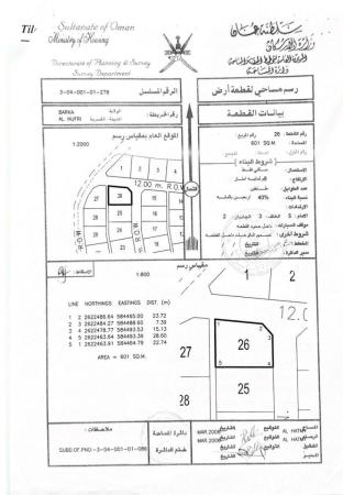 للبيع ارض سكنيه في بركاء الحفري شمال