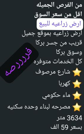 ارض رخيصه زراعيه للبيع في ولاية بركاء الجحيله