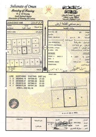 للبيع ارض سكنية ممتازة في بركاء الفليج المعمورة وسطية