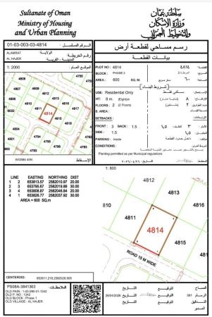 للبيع ارض سكنية ممتازة في العامرات الحاجر الاولى وسطية