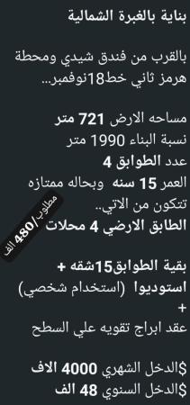بنايه للبيع في مسقط الغبره الشماليه