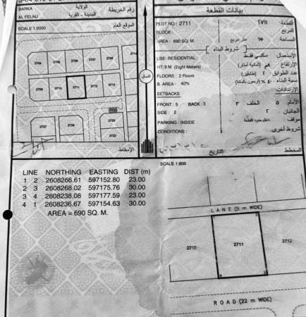 للبيع ارض سكنية ممتازة في بركاء الفليج المعمورة وسطية