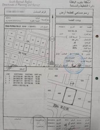 للبيع ارض سكنية ممتازة في بركاء الحفري جنوب مربع 5 وسطية
