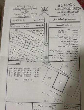 للبيع ارض سكنية ممتازة في بركاء السوادي جنوب 2 وسطية