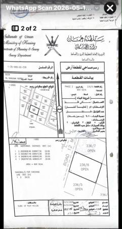 للبيع ارض سكنية ممتازة في السيب المنومة وسطية.