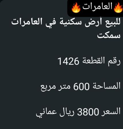 ارض في العامرات سمكت للبيع