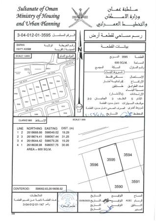 للبيع ارض سكنية ممتازة في بركاء حي عاصم وسطية
