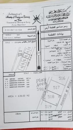 للبيع ارض سكنية ممتازة في بركاء السوادي جنوب وسطية