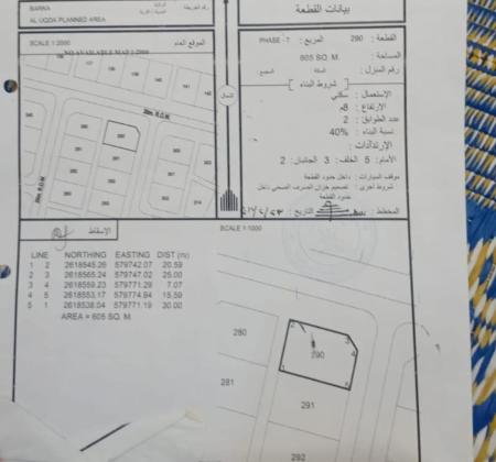للبيع ارض سكنية ممتازة في بركاء العقدة 7 كونر