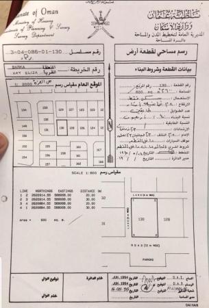 للبيع ارض سكنية ممتازة في بركاء حي العزة زاوية
