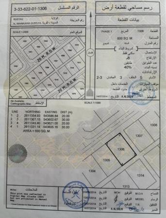 ارض سكنيه في المعموره الاولى الرستاق