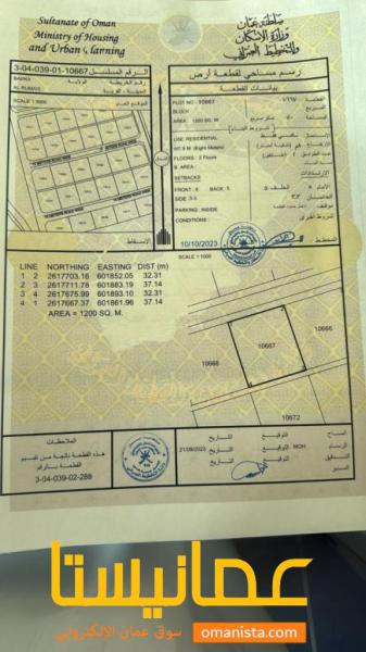 ارض سكنية مميزة في بركاء الرميس رقم القطعة 10667