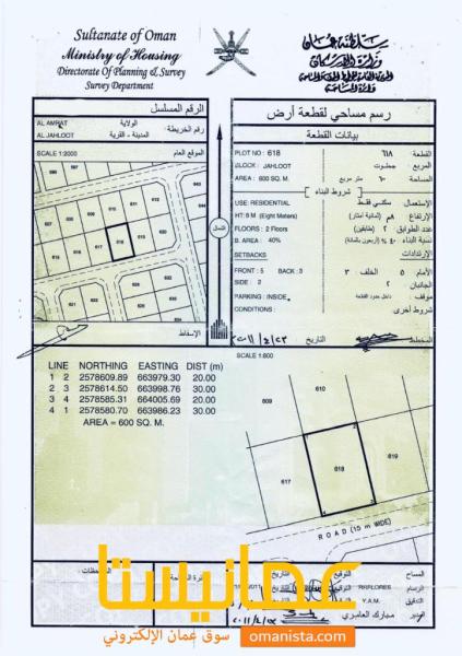 ارض سكنية مميزة في العامرات جحلوت رقم القطعة 618